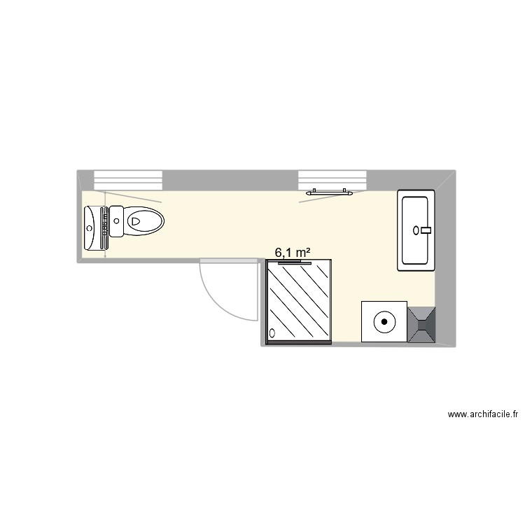 WC SdB Lormont. Plan de 1 pièce et 6 m2
