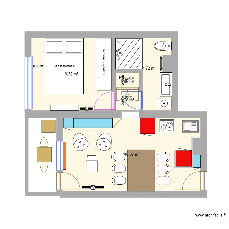 piece 1. Plan de 5 pièces et 31 m2