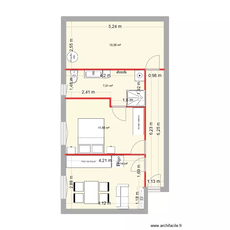 SCI Hiru Anaiak: 2. Plan de 4  et 50 m²