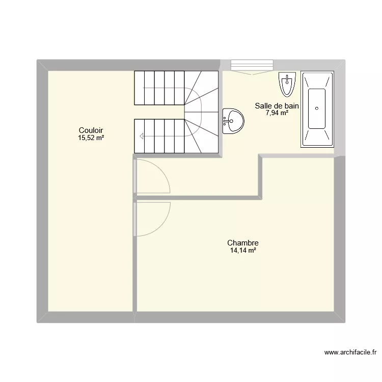 Projet salle de bain - Apr&egrave;s travaux. Plan de 