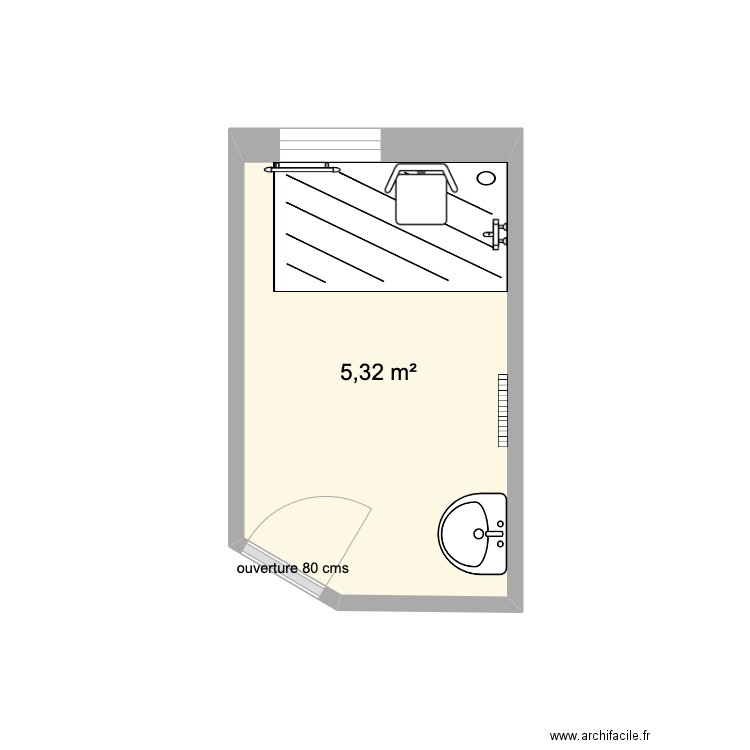 Prost après. Plan de 1 pièce et 5 m2