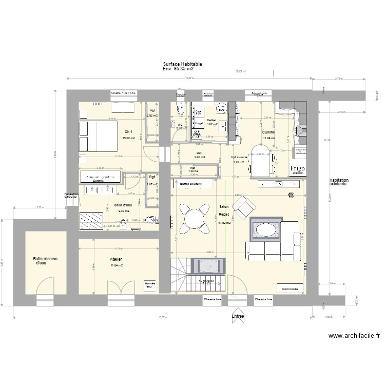 Loft Agrandissement R de C+1m*. Plan de 0 pièce et 0 m2