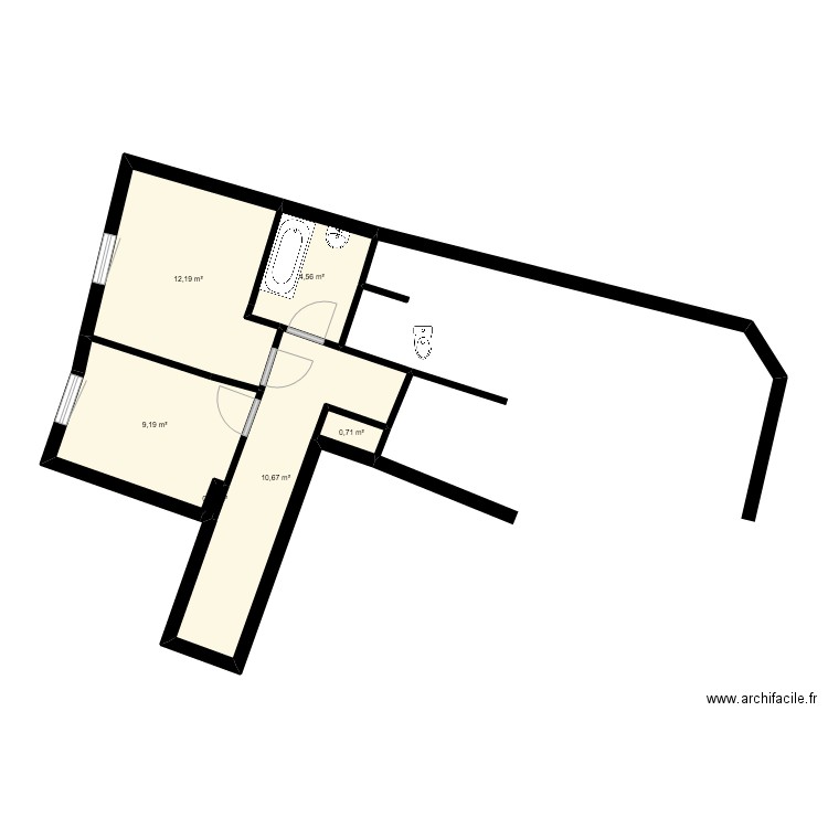 BI 17264. Plan de 6 pièces et 37 m2