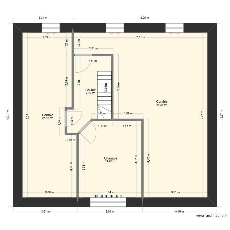 Maison R+2. Plan de 4 pièces et 94 m2
