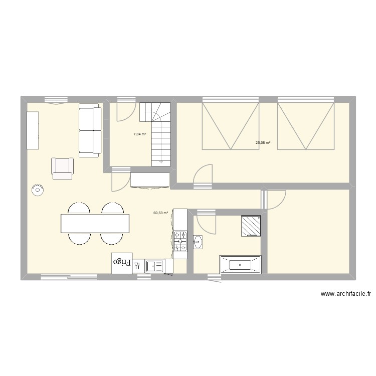 maison annezin 2. Plan de 3 pièces et 93 m2