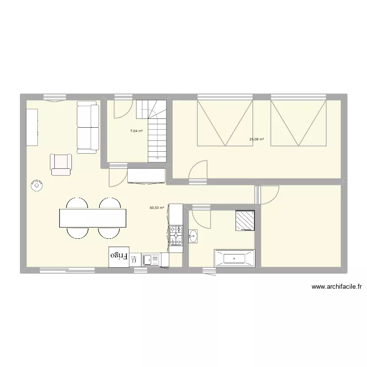 maison annezin 2. Plan de 3 pièces et 93 m²