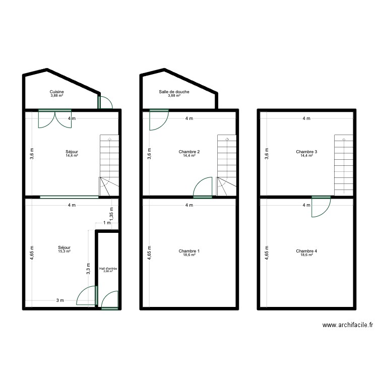 Couillet Chaussée de Gilly 18. Plan de 9 pièces et 106 m2
