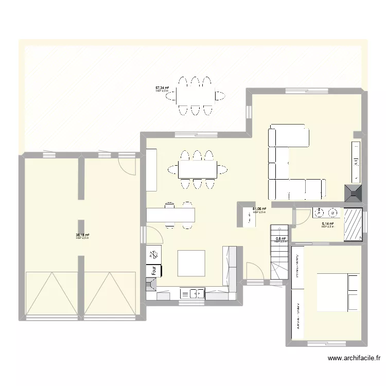vue 3d avec extension. Plan de 