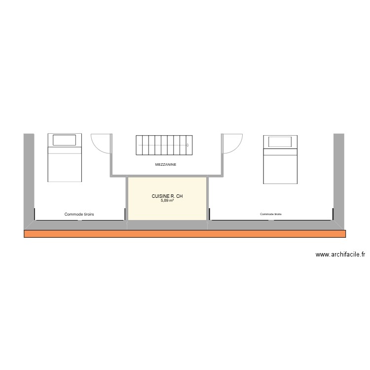 ETAGE. Plan de 1 pièce et 6 m2