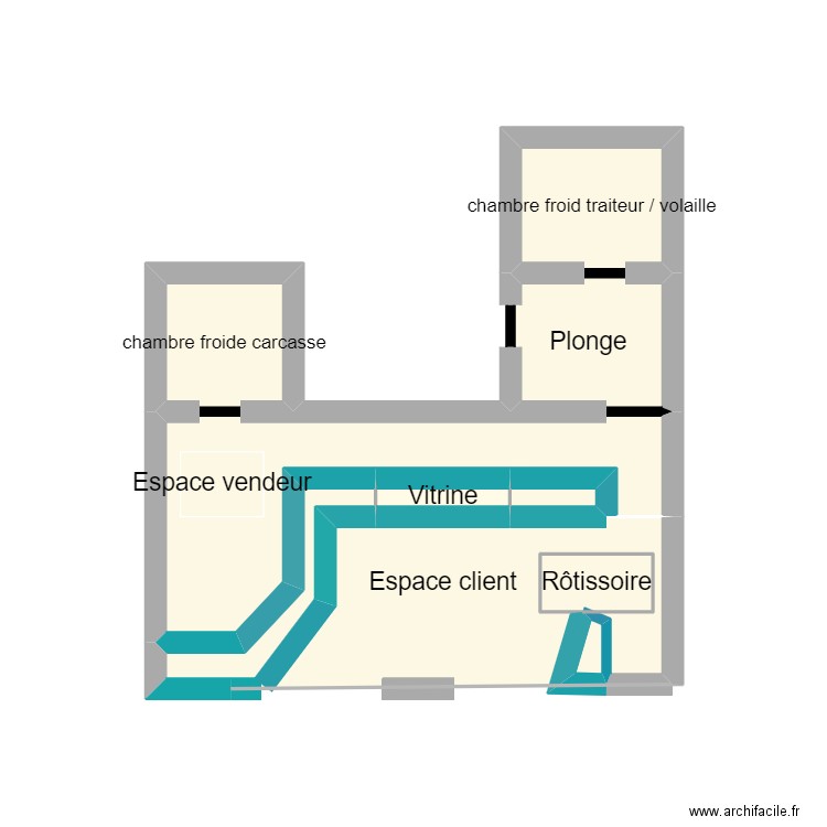 boucherie cosse. Plan de 10 pièces et 6 m2