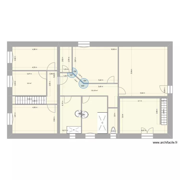 etage espace nuit. Plan de 2  et 134 m²