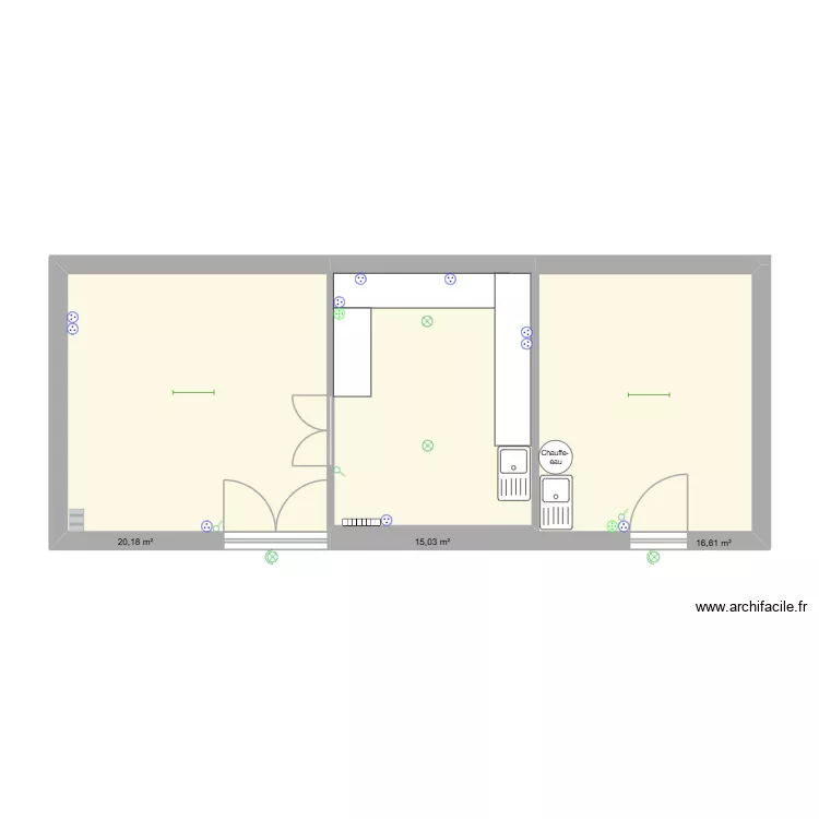 &eacute;curie. Plan de 3 Pièces et 52 m²