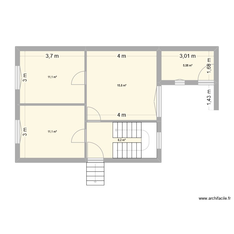 RDC avec escalier V1. Plan de 0 pièce et 0 m2