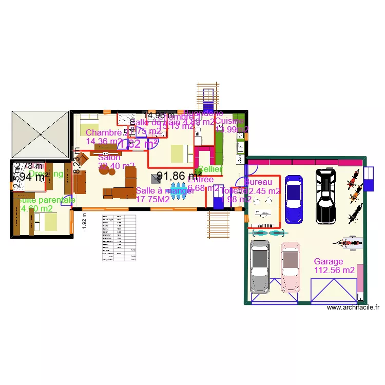 Saintois V3. Plan de 9  et 277 m²