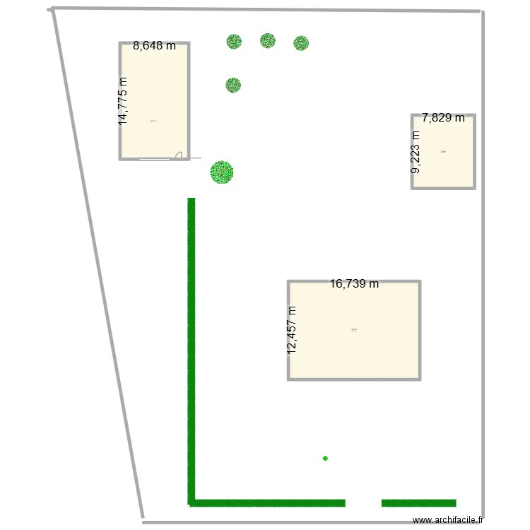 Hangar agricole. Plan de 3 pièces et 409 m2