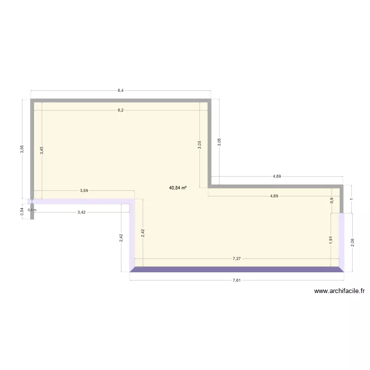 Veranda. Plan de 1  et 41 m²