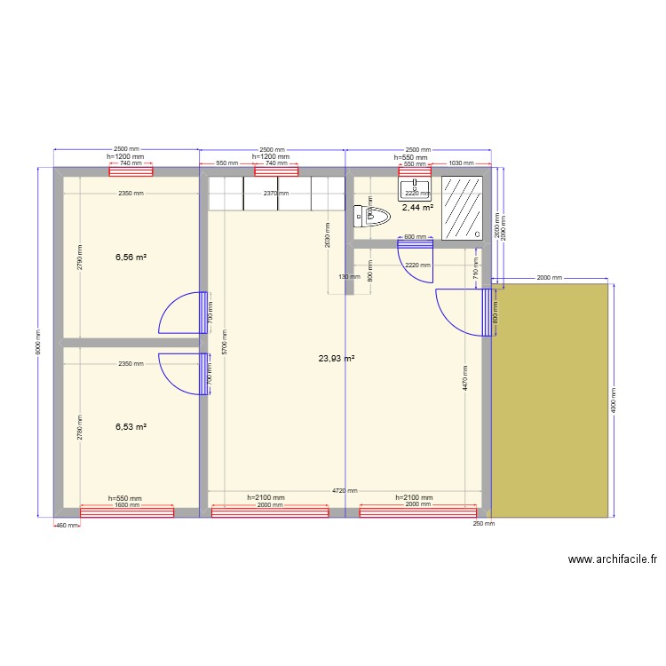 ОВ 3. Plan de 5 pièces et 47 m2