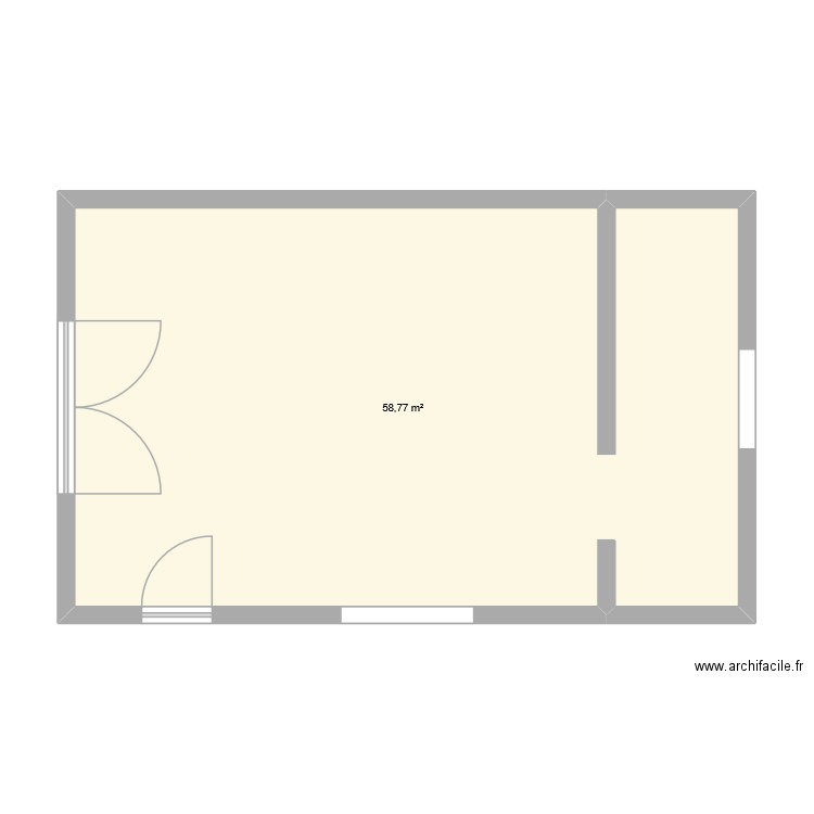 garage. Plan de 1 pièce et 59 m2