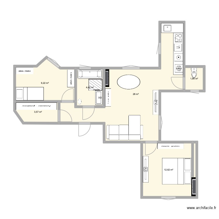 BERAULT 2. Plan de 6 pièces et 60 m2