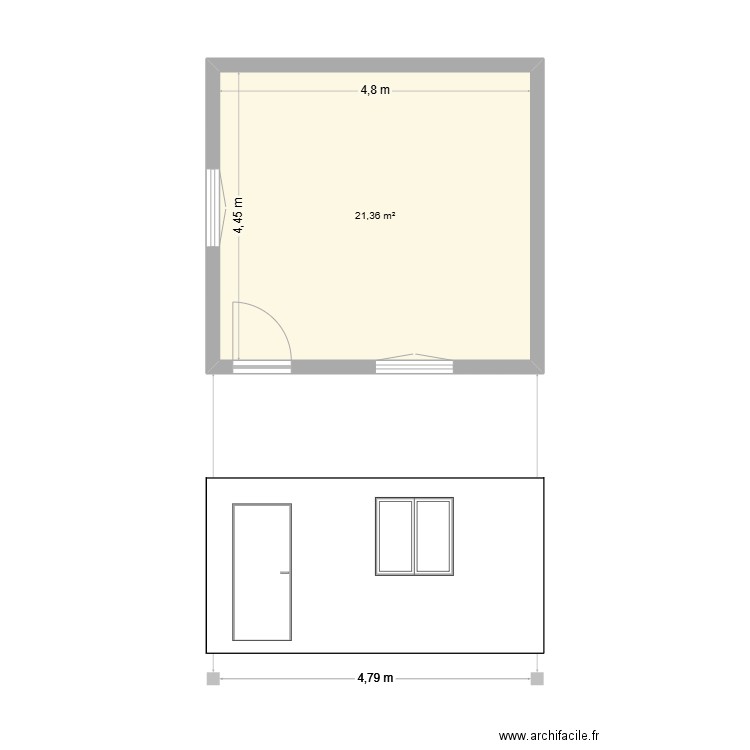 abri jardin. Plan de 1 pièce et 21 m2