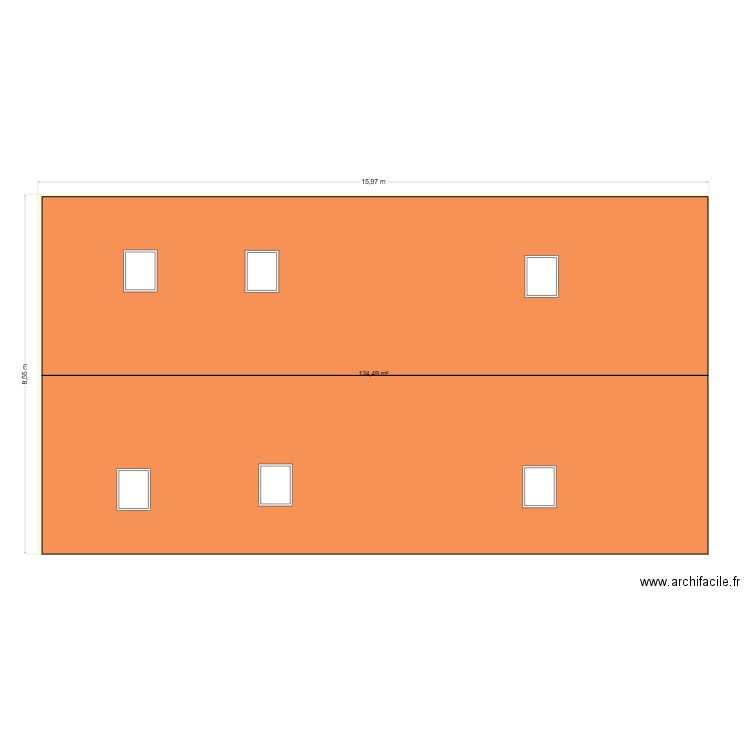 Plan façades et toiture maison. Plan de 1 pièce et 124 m2