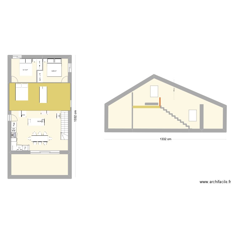 chalet 18. Plan de 7 pièces et 124 m2