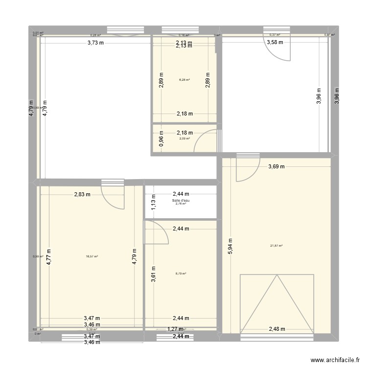 RdelSS_Modifié. Plan de 21 pièces et 61 m2