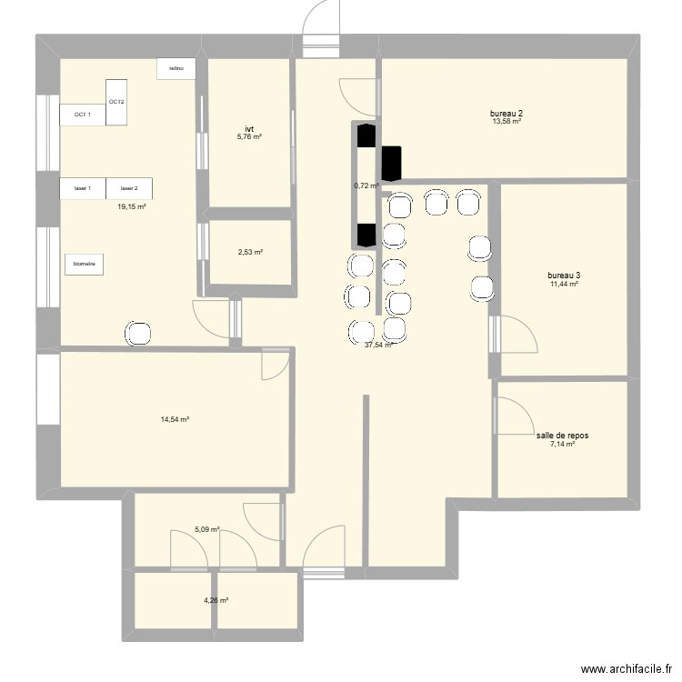 CAB1. Plan de 11 pièces et 122 m2