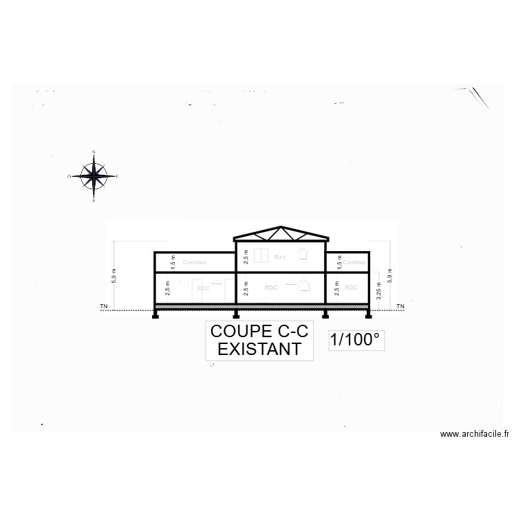 Gorguette COUPE C-C EXISTANT. Plan de 0 pièce et 0 m2