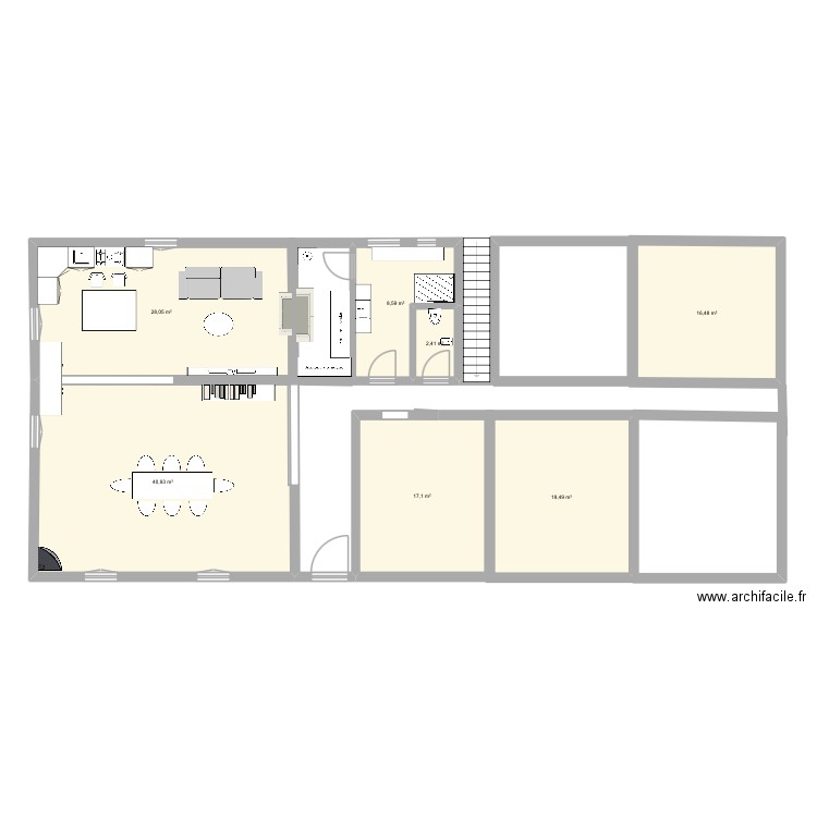 Ripanne. Plan de 7 pièces et 132 m2