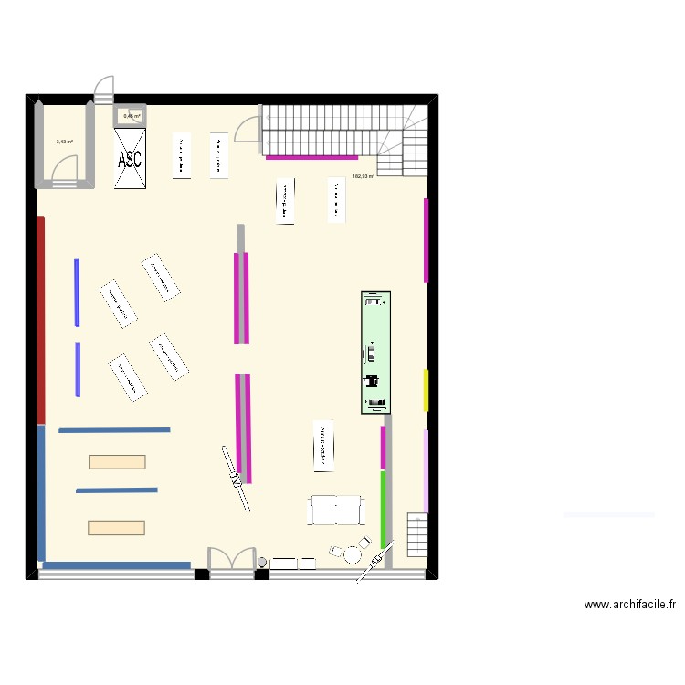 SPOC ETAGE 0. Plan de 3 pièces et 188 m2