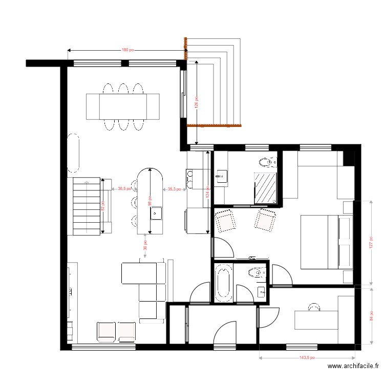 regis vide. Plan de 2 pièces et 98 m2