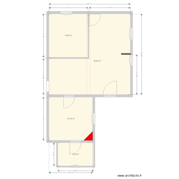 SIDOU (plan existant rez-de-chaussée). Plan de 4 pièces et 59 m2