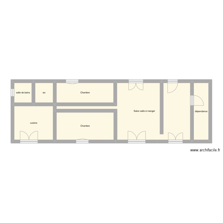 MENDES état initial RDC. Plan de 7 pièces et 62 m2