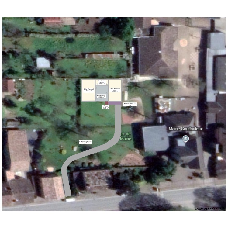 Couffouleux - Plans. Plan de 3 pièces et 135 m2