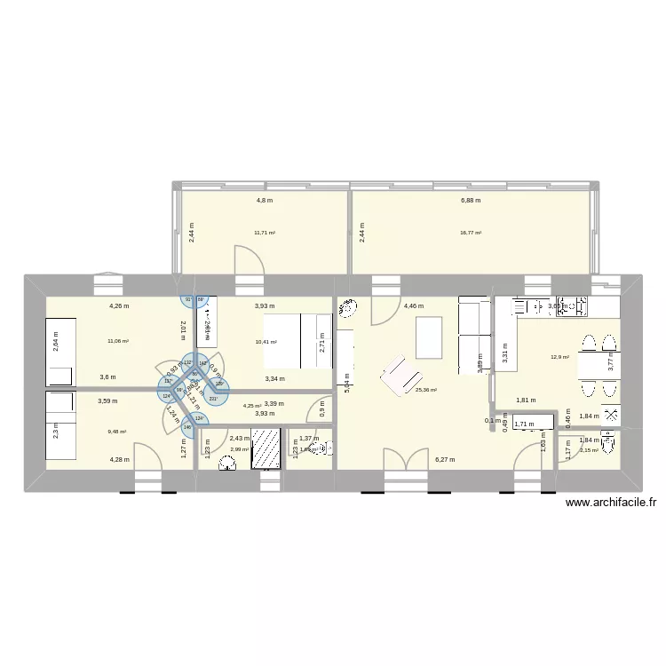 Maison B&eacute;laye 3. Plan de 11  et 109 m²