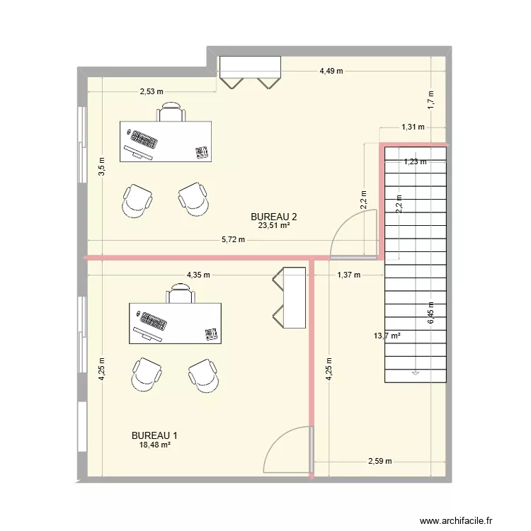 DEPOT - Mezzanine Local 1 - R+2. Plan de 3 et 56 m² DEPOT - Mezzanine Local 1 - R+2. Plan de 3 et 56 m²