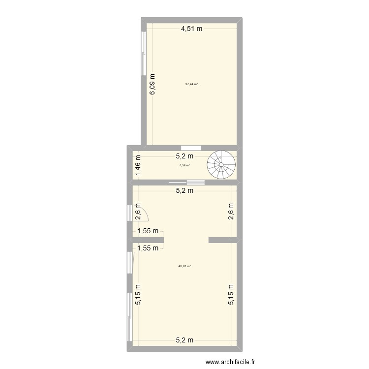 SEB. Plan de 3 pièces et 76 m2