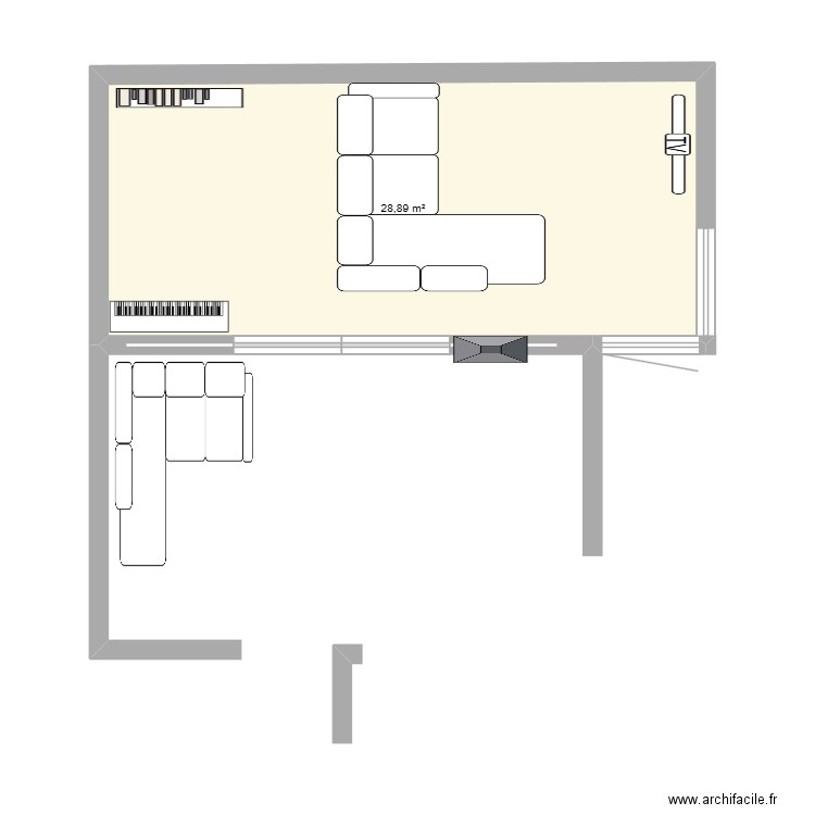 ext maison. Plan de 1 pièce et 29 m2