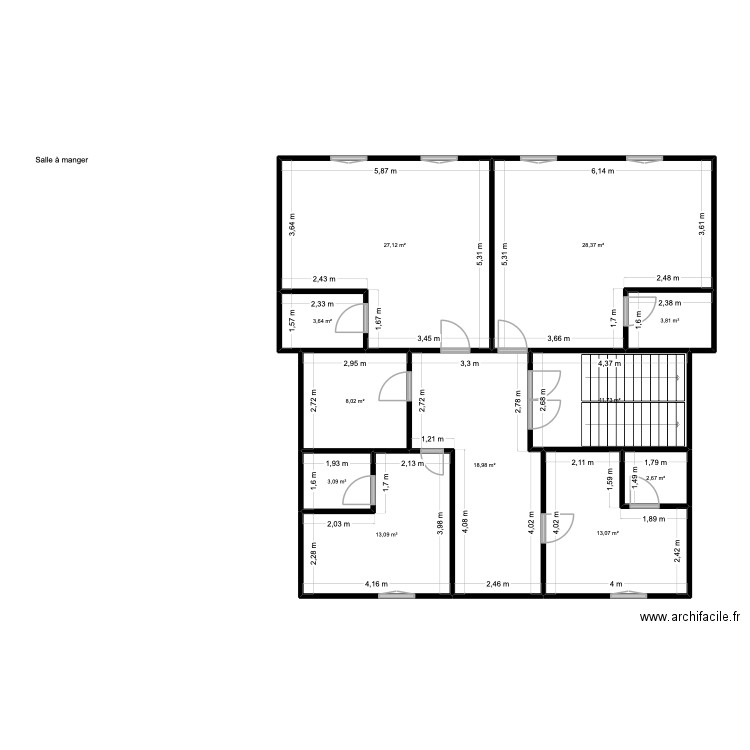 maison principale 1er. Plan de 11 pièces et 134 m2
