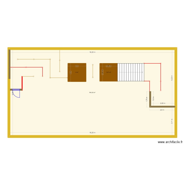 oziris barrières à enlever. Plan de 3 pièces et 180 m2