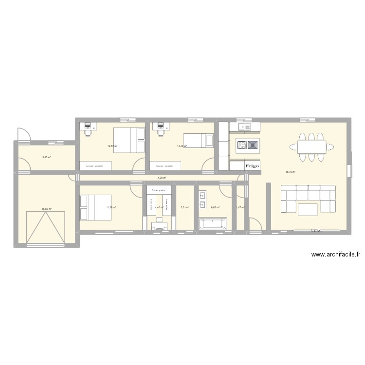 maison PP 1. Plan de 11 pièces et 124 m2