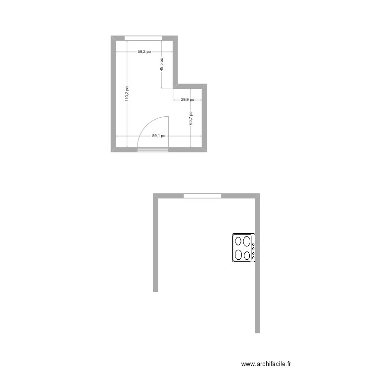 plan serge. Plan de 1 pièce et 5 m2