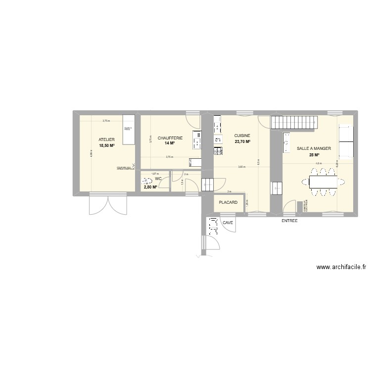 bien immo. Plan de 3 pièces et 63 m2