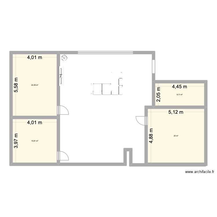 plan1. Plan de 4 pièces et 72 m2