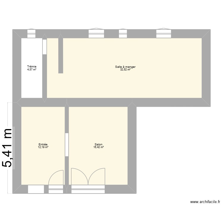 CHARLES SAUVAN RDC. Plan de 4 pièces et 66 m2
