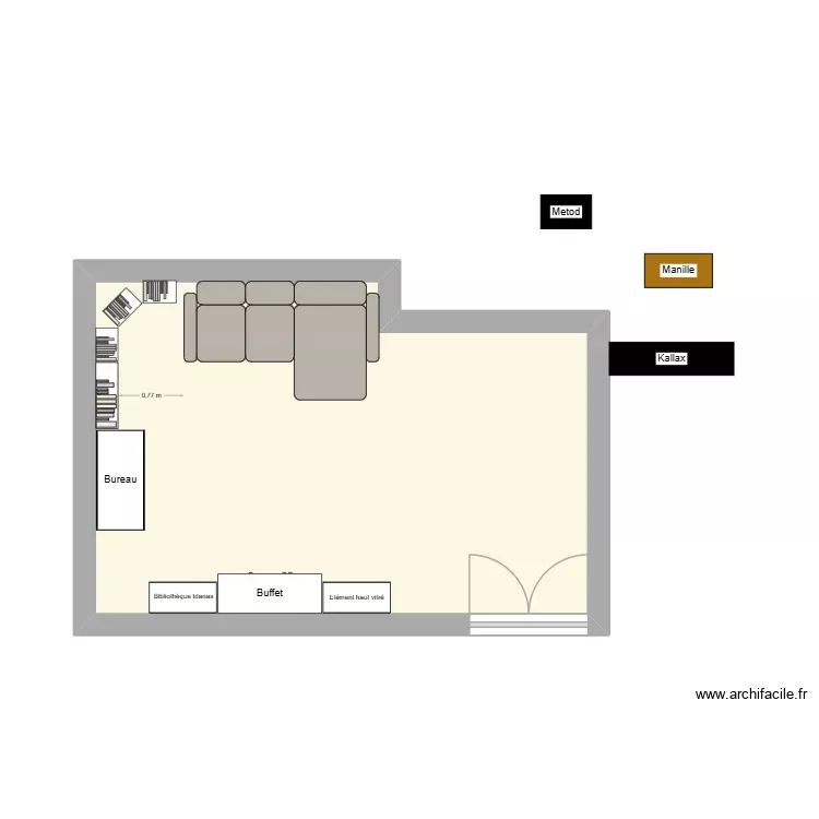 Salon. Plan de 1 Pièce et 21 m²