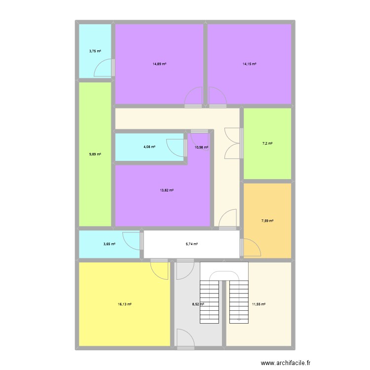 projet diamaguene. Plan de 14 pièces et 132 m2