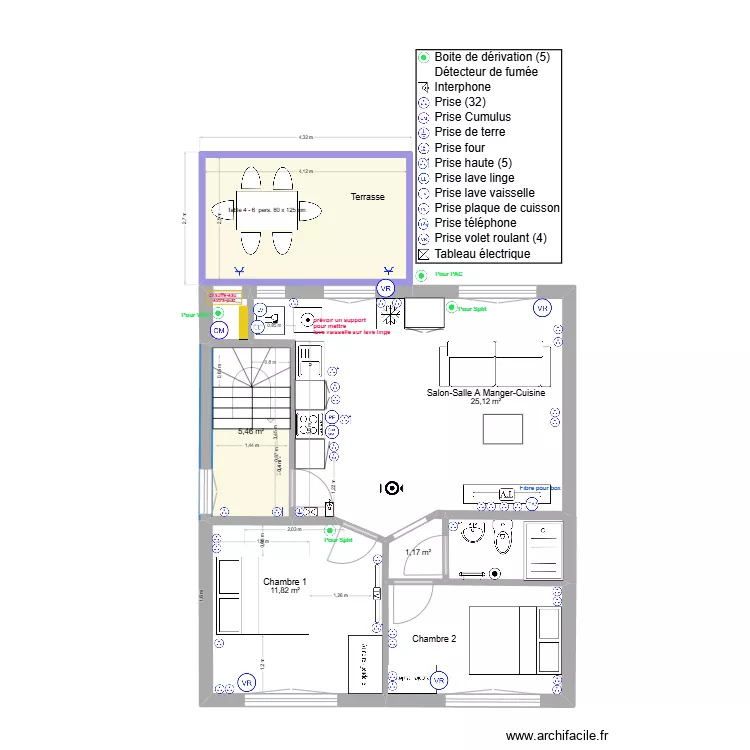 immeuble1 1er/2&egrave;me  Elec V4  sol b T3. Plan de 