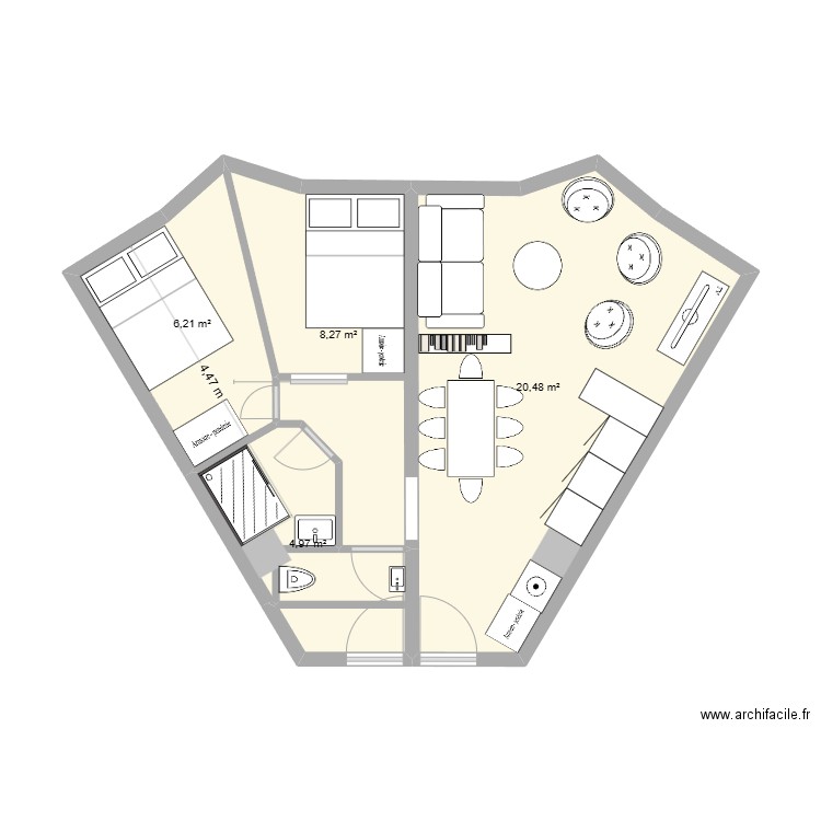 Avo21. Plan de 4 pièces et 40 m2